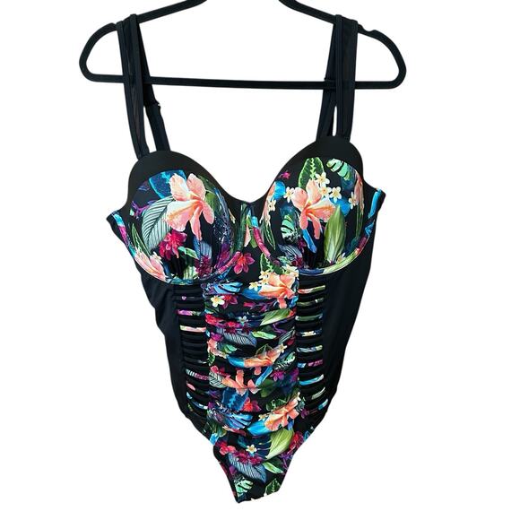 Swimsuits For All Women's Ruched Underwire One Piece Colorful Swimsuit Size 20 - Picture 1 of 13